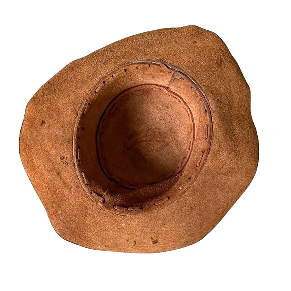 (SOLD) HANDMADE Vintage Hand Tooled Leather Mexican Western Cowboy Hat Hat O/S - Picture 9 of 15